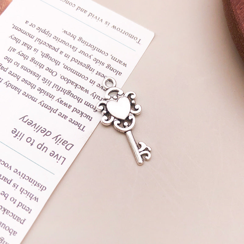 Wholesale Clover Love Small Key Alloy Handmade Beaded Necklace Bracelet Pendant